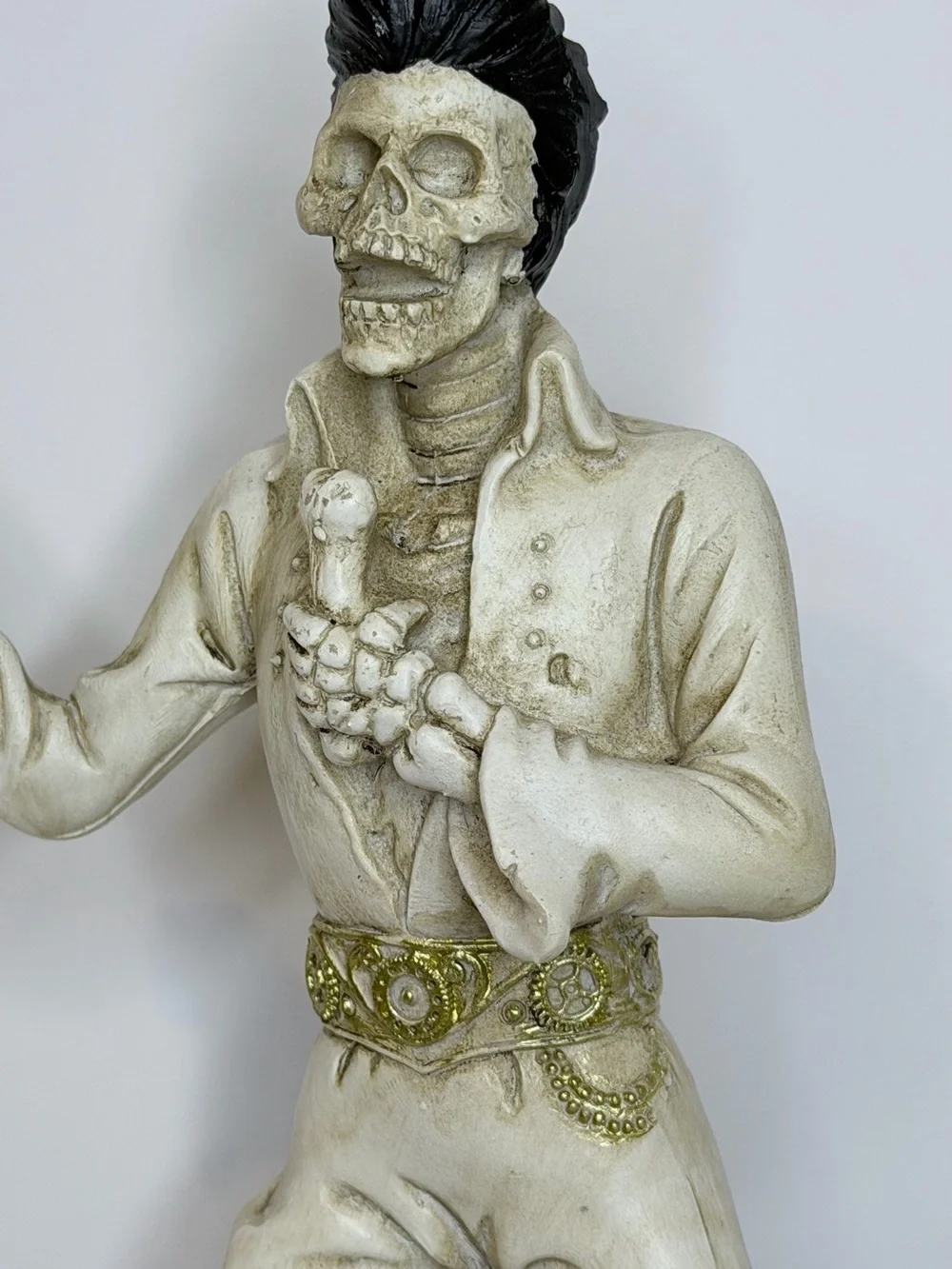 Hallow's Eve Cream Skeleton Performer Figurine with Gold Accents